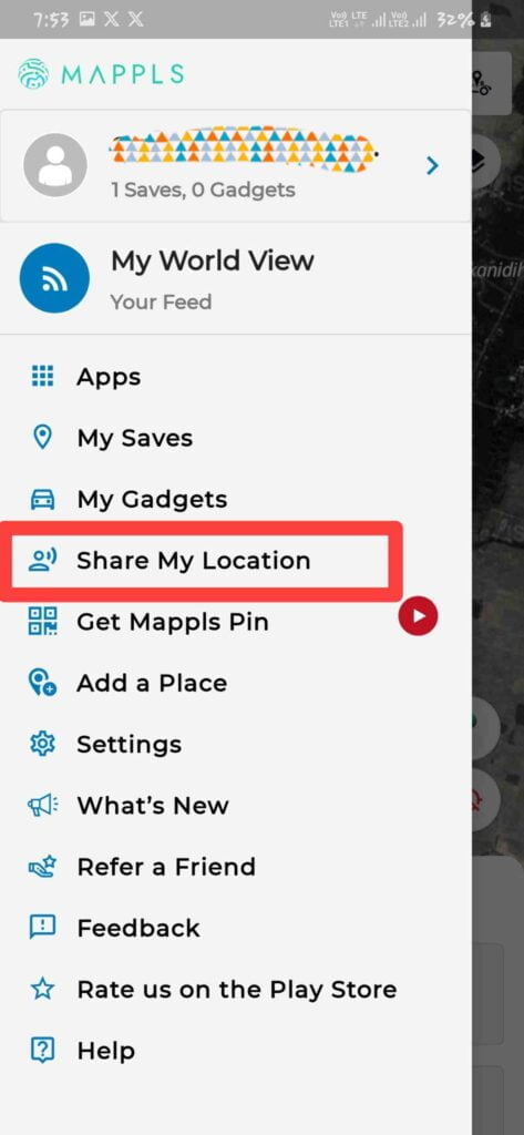 How to share your live location using Mappls app 