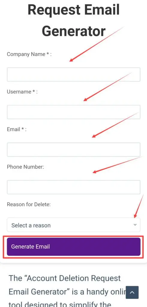  Steps to use Account Deletion email